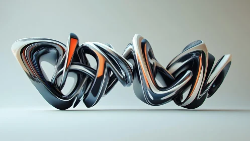 Futuristic Metallic Abstract Sculpture in Minimalist Setting.