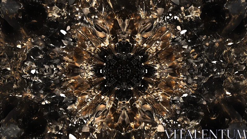 Shattered glass mandala with dark metallic explosion core.