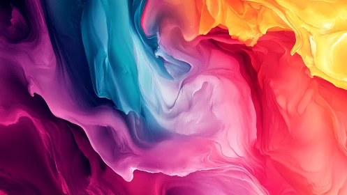 Multicolor fluid gradient abstraction with flowing forms.