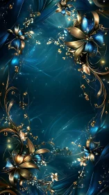 Nebula Bloom Gilded Florals Framing a Midnight Dreamscape.