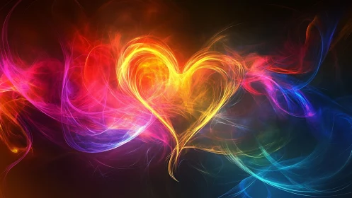 Neon Heart Energy Burst Abstract.