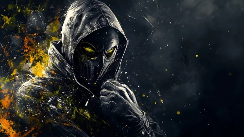 Midnight hooded warrior wrapped in glowing stormlight.