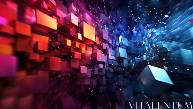 Dynamic 3D Cubes in Vivid Abstract Sci-Fi Digital Art Style.