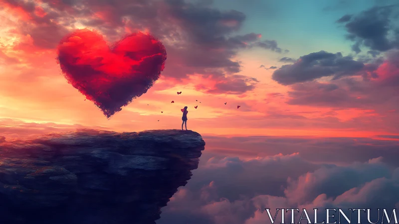 A Solitary Heart: Love's Infinite Moments Above the Clouds