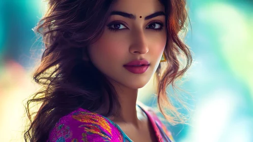 Digital portrait study with luminous bokeh and soft focus rendering.