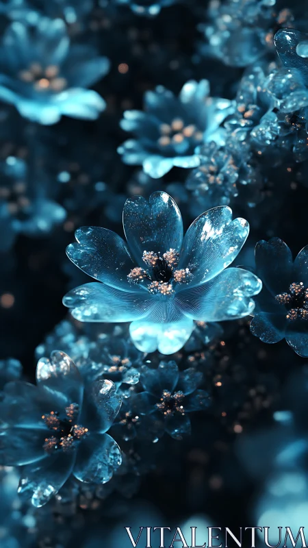Crystalline Petals Luminescence in Sapphire Depths.
