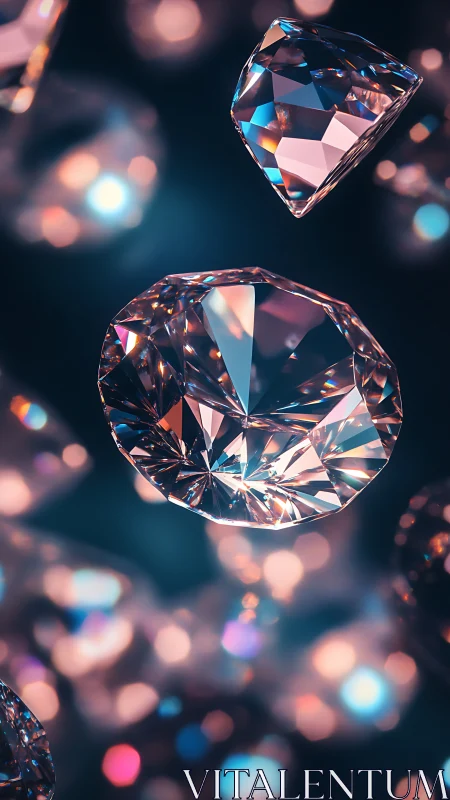 Prismatic diamonds drifting through neon-kissed twilight glow.