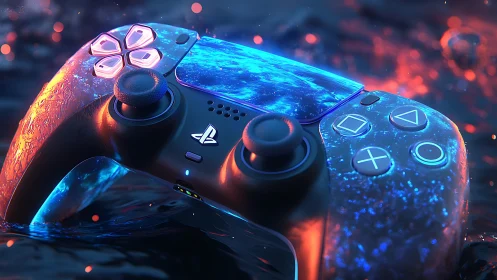 PlayStation DualSense Controller with Advanced Neon Particle Effects System