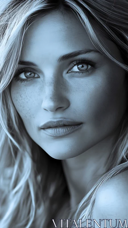 Close cropped monochrome portrait of young woman.