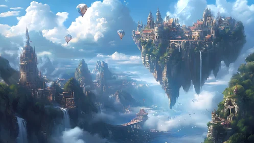 Floating fortified city occupies central aerial landmass