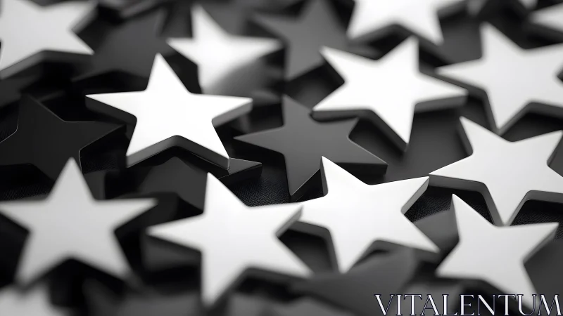 Black and White 3D Stars Pattern in Modern Minimalist Style.