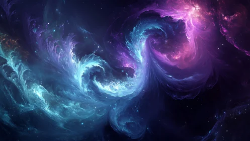 Bilateral cosmic vortexes merge in luminous nebular turbulence