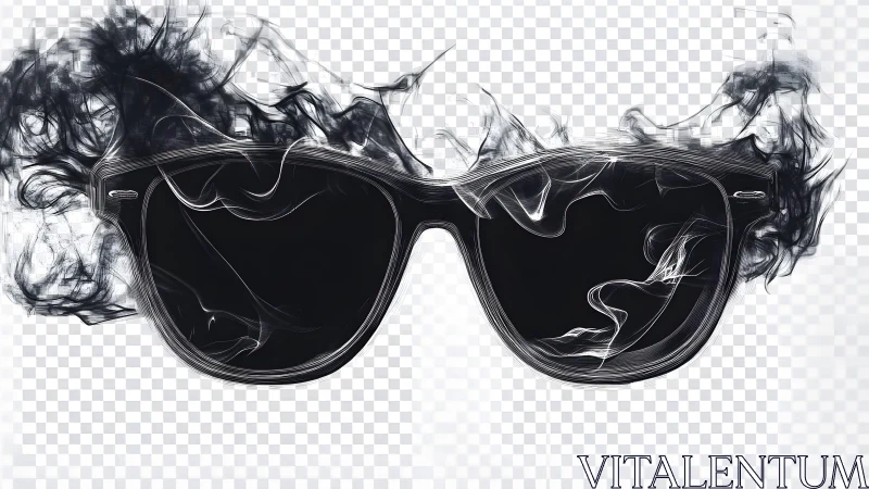 Dark sunglasses with swirling smoke effect on transparent background. Dark sunglasses with swirling smoke effect on transparent background.