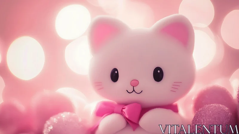 Sweet Pink Kitten Friend Surrounded by Glowing Bokeh