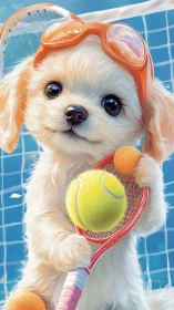 Playful puppy tennis star brings sunshine to the court