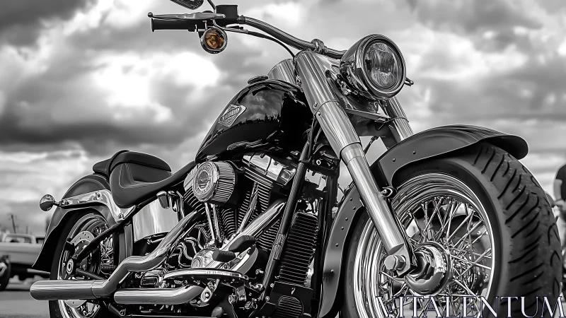 Chrome storm rider under brewing thunderhead skies.