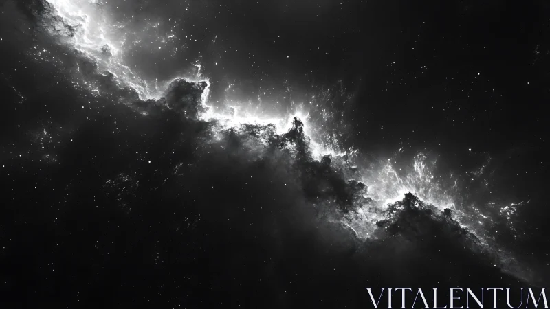 Monochrome nebular ridge with high-contrast ionized gas boundary