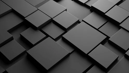 Gentle black 3D squares create a calm geometric playground