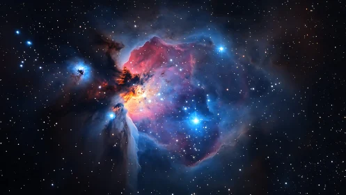 Gentle cosmic nebula glowing with soft starlit colors.