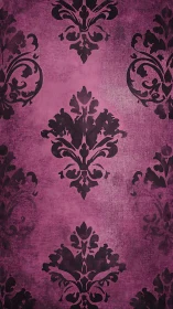 Vintage damask wallpaper pattern on textured magenta background