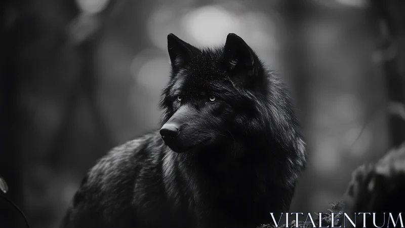 Midnight wolf pauses, turning forest shadows into quiet myth