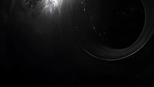 Silent gravity halo circling a star-pierced cosmic void.