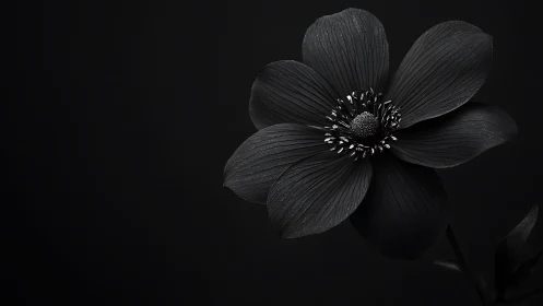 Anemone Flower Study: High-Contrast Black and White Botanical Portrait