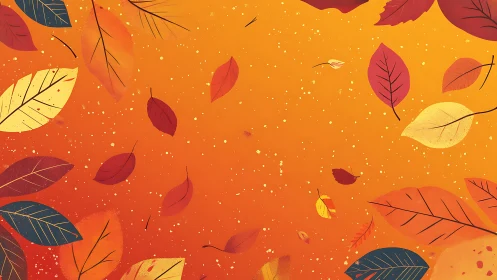 Amber sky of drifting autumn leaves in playful orbit.
