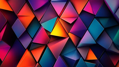 Prismatic geometric panels form a luminous abstract 3D grid