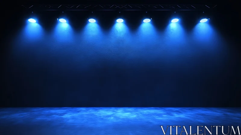 Stage wash in cool blue LED spotlight configuration.