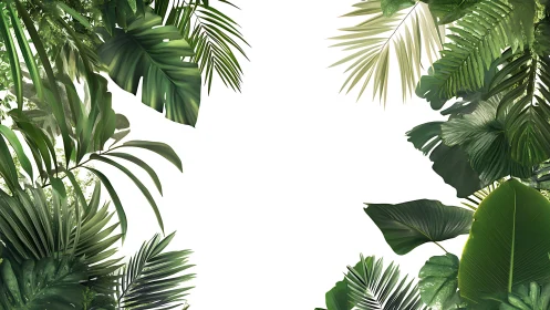 Lush jungle leaves framing a bright story-ready clearing.