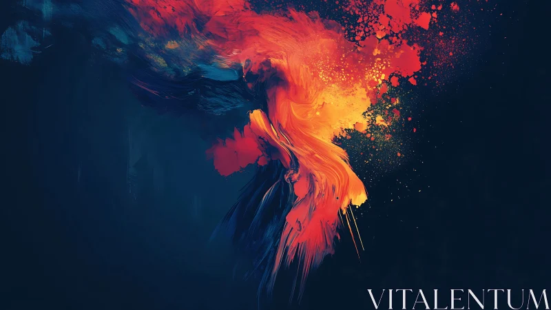 Chromatic energy plume in deep navy negative space field.