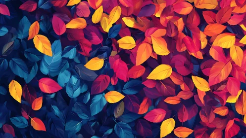 Chromatic leaf tessellation with high-saturation spectral contrast.