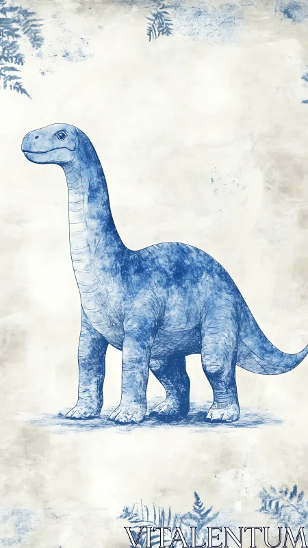 Monochrome dinosaur study in vintage watercolor illustration.