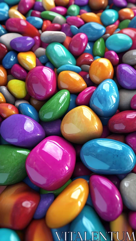 Vibrant Polished Spheroids Array. Glossy Multicolored Gem Stones.