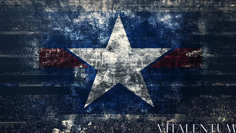 Textured stadium overlay with distressed star emblem composition.