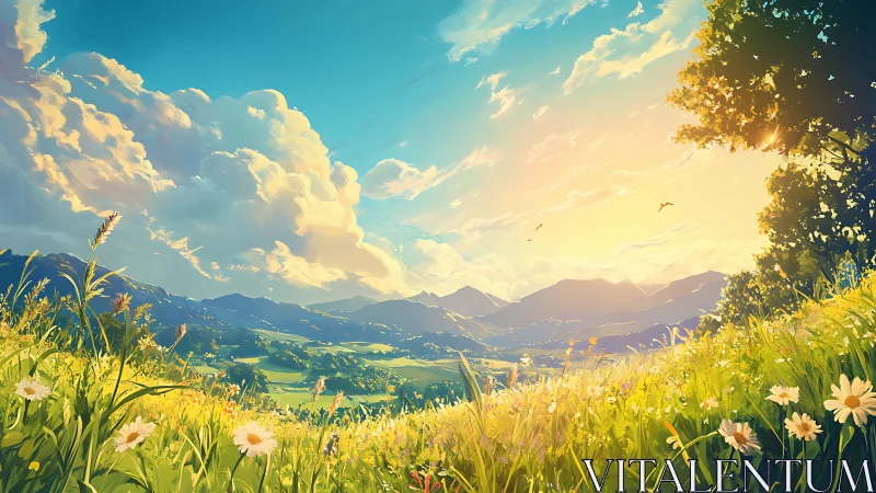 Sunlit wildflower hills quietly rehearse a summer overture