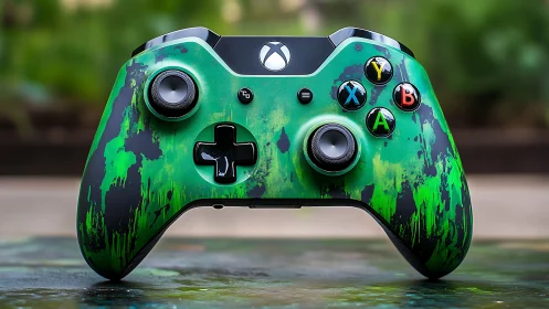 Xbox Controller Custom Neon Green Design Spray Paint.