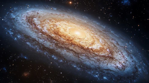 Edge-on spiral galaxy with dense stellar nucleus and bluish star-forming rim