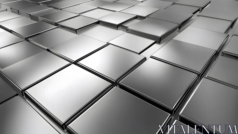 Uniform grid of reflective metallic rectangular plates.
