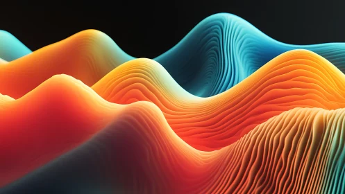 Colorful abstract waves flow in layered neon gradients.
