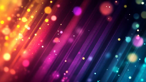 Neon light streaks cross bokeh field in vibrant spectrum glow.