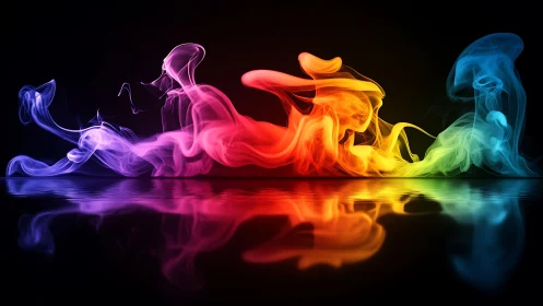 Chromatic smoke waves form fluid spectrum above reflective plane
