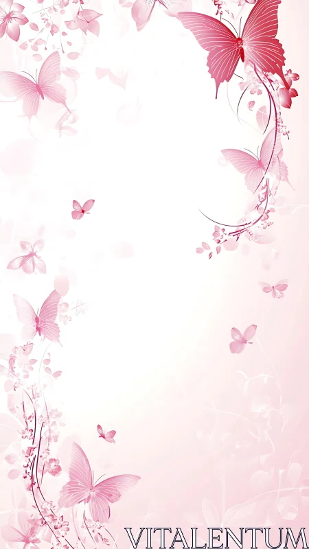 Soft pink butterflies dancing around a dreamy bright center.