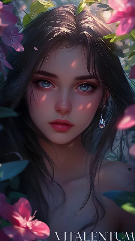 Soft light embraces a dreamy girl with luminous blue eyes