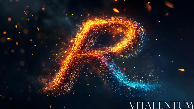 Luminous Letter R with Dynamic Particle Dispersion Effect