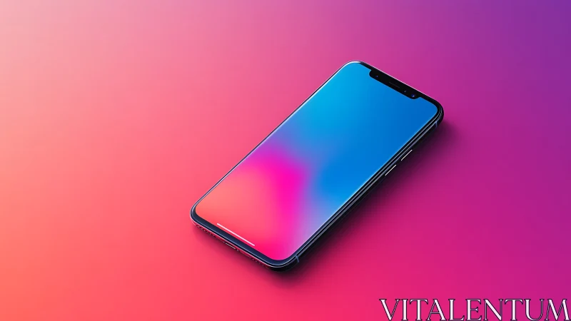 Modern smartphone with gradient display against color gradient background