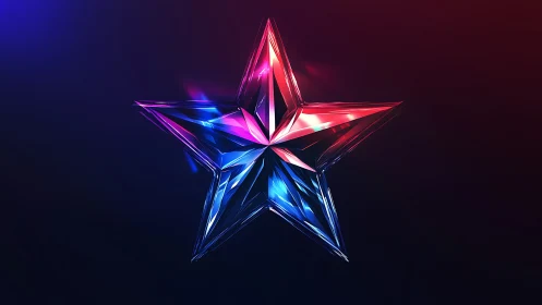 Prismatic glass star with neon chromatic refraction effects.