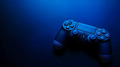 PlayStation 4 DualShock Controller on Dark Blue Background