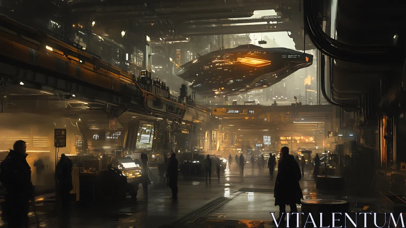 Starport shadows and molten-gold docks of a neon future.